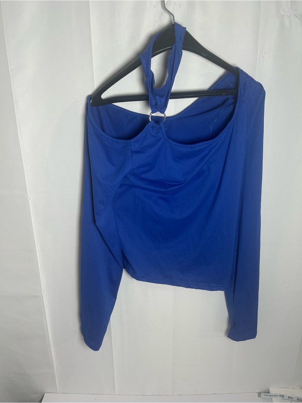 Women’s Royal Blue One-Shoulder Long Sleeve Halter Top In XXL